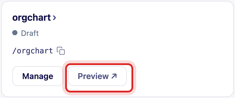 An app card showing a Draft status with Manage and Preview buttons.