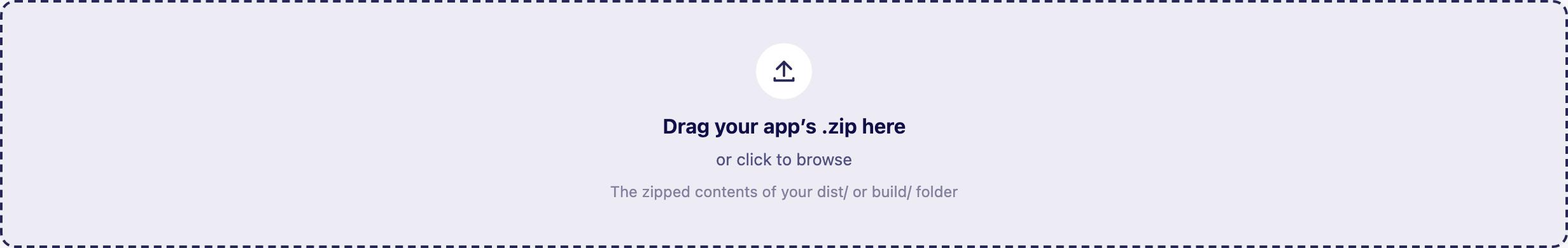 The App To Page Apps screen with a dropzone reading "Drag your app's .zip here."